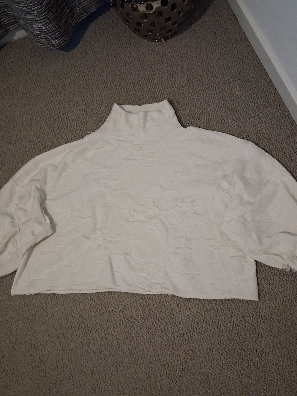 Free People Cream Cropped Turtleneck Sweater